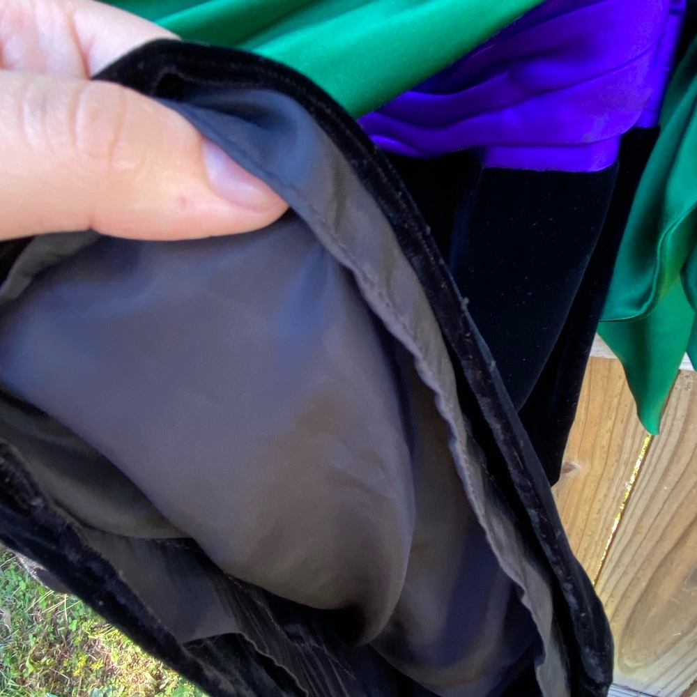 Vintage RARE Miss O by Oscar de la Renta Black Crushed Velvet Dress w/ Tie Waist - Picture 8 of 12